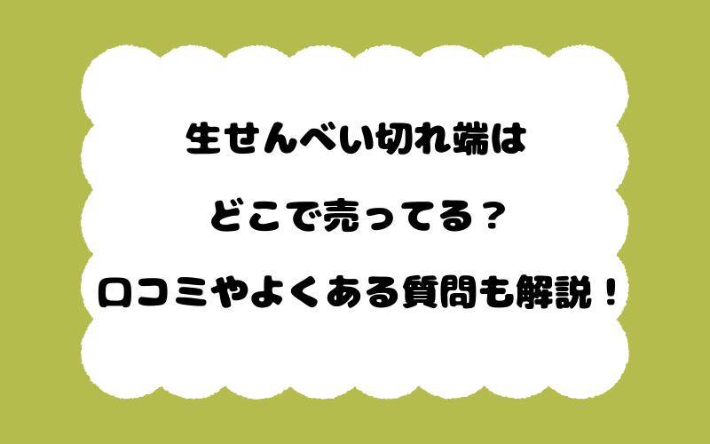 生せんべい切れ端はどこで売ってる?口コミやよくある質問も解説!