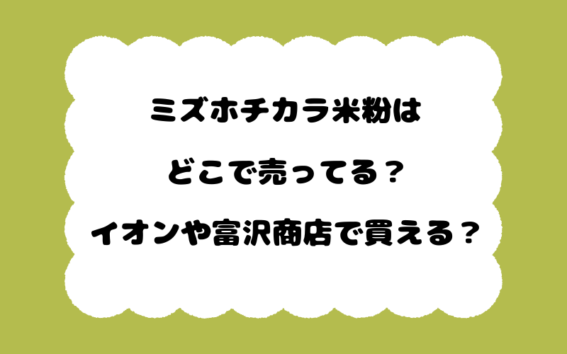 ミズホチカラ米粉はどこで売ってる？イオンや富沢商店で買える？